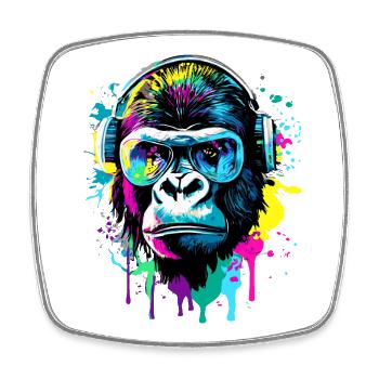 Gorilla Colorful - Gorilla monkey with sunglasses - Square fridge magnet - white - Front