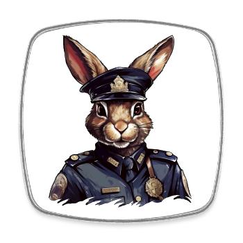 Bunnies Police - Square fridge magnet - white - Front