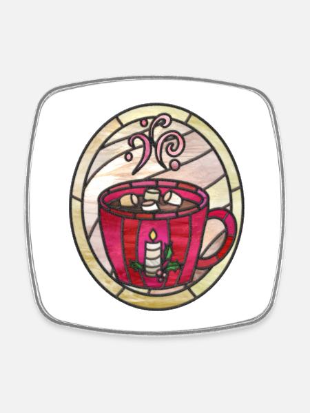 Hot chocolate Illustration. Winter comfort. - Square fridge magnet - white