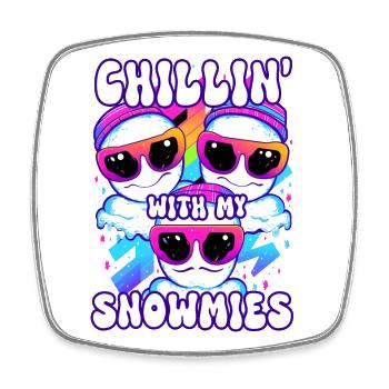 Chillin With My Snowmies Groovey Snowman - Square fridge magnet - white - Front