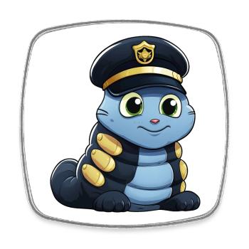 Police Caterpillar - Square fridge magnet - white - Front