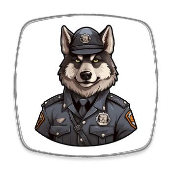 Polizei Wolf - Viereckiger Kühlschrankmagnet - Weiß - Vorne