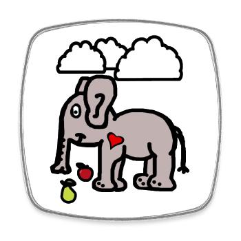 Elephant Zoo Animals Fruits Fruit Snacking Kids Baby - Square fridge magnet - white - Front