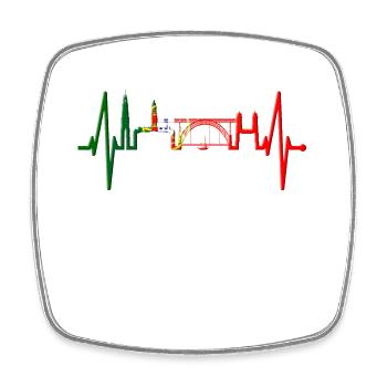 Porto Skyline Heartbeat Portugal Heart Love Porto - Square fridge magnet - white - Front