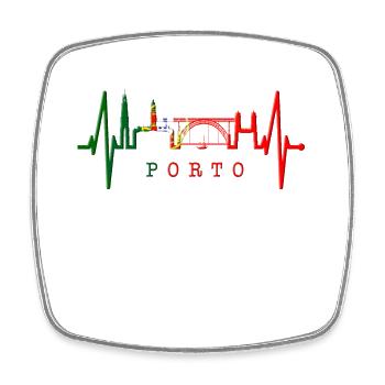 Porto Skyline Heartbeat Portugal Heart Love Porto - Square fridge magnet - white - Front