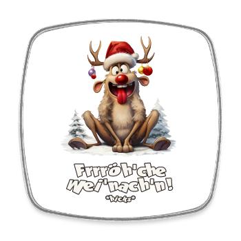 Betrunkenes Rentier – Lustige Weihnachten Reindeer - Viereckiger Kühlschrankmagnet - Weiß - Vorne