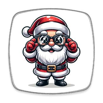 Weihnachtsmann mit Sonnenbrille Xmas Kostüm - Viereckiger Kühlschrankmagnet - Weiß - Vorne