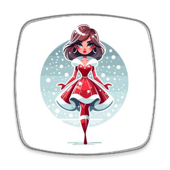 Ded Moroz Snegurotschka russischer Weihnachtsmann - Viereckiger Kühlschrankmagnet - Weiß - Vorne