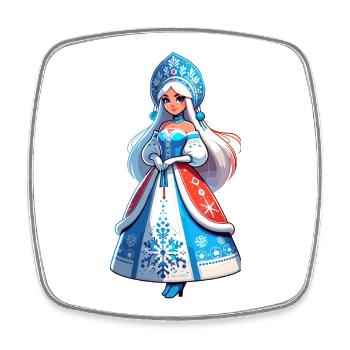 Ded Moroz Snegurotschka russischer Weihnachtsmann - Viereckiger Kühlschrankmagnet - Weiß - Vorne