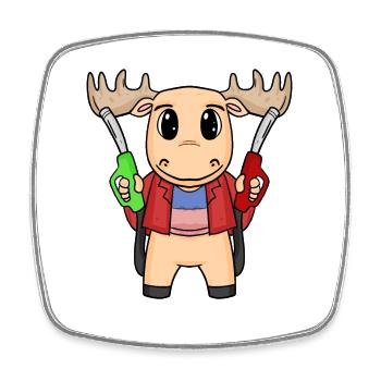 Gas Station Attendant Moose Gas Station - Square fridge magnet - white - Front