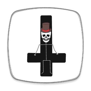 Fantaisie Halloween Sombre Croix Squelette Horreur Mort - Magnet carré - blanc - Devant