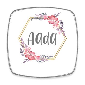 Aada Mädchen Name Baby Geschenk - Viereckiger Kühlschrankmagnet - Weiß - Vorne