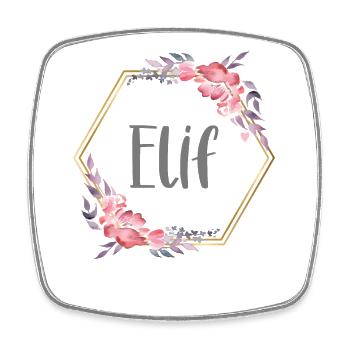 Elif Turkin prénom Turquie cadeau de bébé - Magnet carré - blanc - Devant