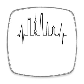 Shanghai Skyline Heartbeat Chine J’aime Shanghai - Magnet carré - blanc - Devant
