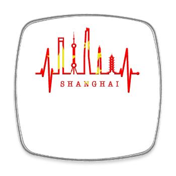 Shanghai Skyline Heartbeat Chine J’aime Shanghai - Magnet carré - blanc - Devant