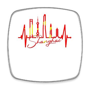 Shanghai Skyline Heartbeat Chine J’aime Shanghai - Magnet carré - blanc - Devant