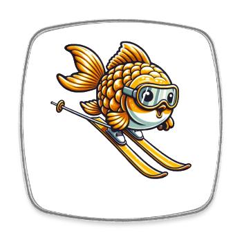 Goldfisch Skifahrer Witzig - Viereckiger Kühlschrankmagnet - Weiß - Vorne