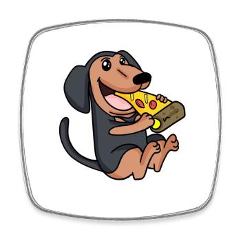 Coonhound Dog Pizza - Square fridge magnet - white - Front