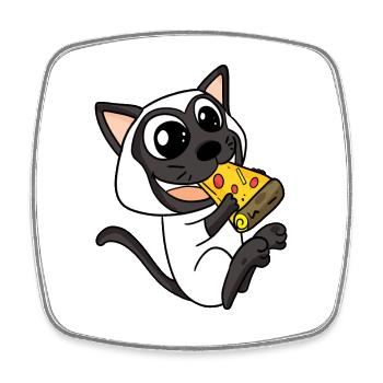 Siamkatze Katze Pizza - Viereckiger Kühlschrankmagnet - Weiß - Vorne