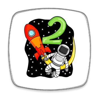 2 Anniversaire Garçon Astronaute - Magnet carré - blanc - Devant