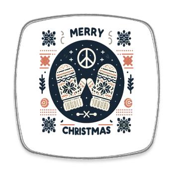Joyeux Noël laid Noël Peace Sweater - Magnet carré - blanc - Devant