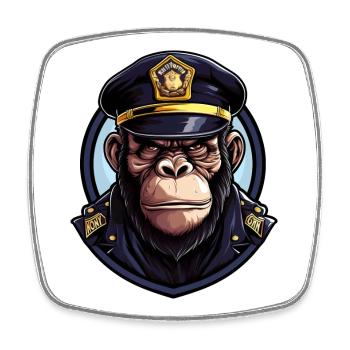 Police des singes - Magnet carré - blanc - Devant