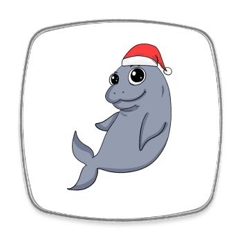 Dugong Weihnachten - Viereckiger Kühlschrankmagnet - Weiß - Vorne