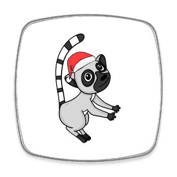 Lemur Weihnachten - Viereckiger Kühlschrankmagnet - Weiß - Vorne
