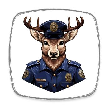 Police des cerfs - Magnet carré - blanc - Devant