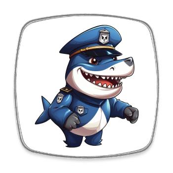 Police des requins - Magnet carré - blanc - Devant