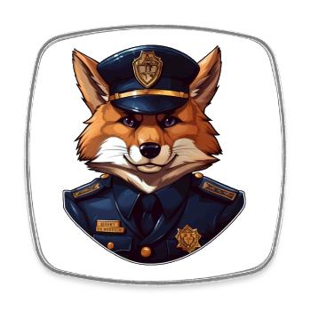 Renard policier - Magnet carré - blanc - Devant