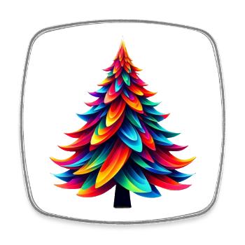 Bunter Origami-Weihnachtsbaum - Viereckiger Kühlschrankmagnet - Weiß - Vorne