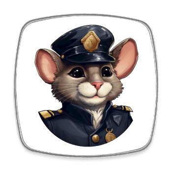 Souris Policier - Magnet carré - blanc - Devant