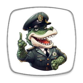 Krokodil Polizist - Viereckiger Kühlschrankmagnet - Weiß - Vorne