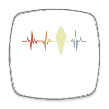 Cornet de crème glacée palpitations coeur look vintage - Magnet carré - blanc - Devant
