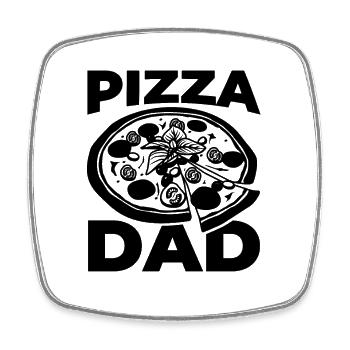 Papa Pizza - Magnet carré - blanc - Devant