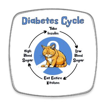 Diabetes Cycle Funny Awareness Month T1D Cat Lover - Square fridge magnet - white - Front