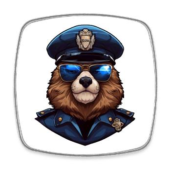 Police des marmottes - Magnet carré - blanc - Devant