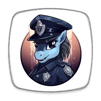 Police des poneys - Magnet carré - blanc - Devant