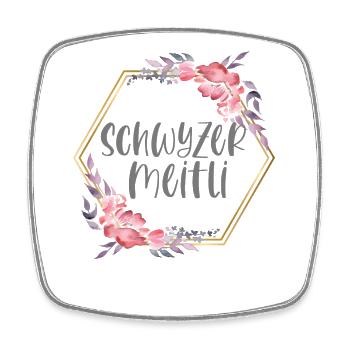 Schweiz Schwyz Mädchen Heimat Geschenk - Viereckiger Kühlschrankmagnet - Weiß - Vorne