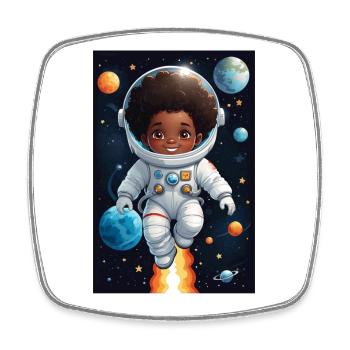 Visage d’enfant aventurier de l’espace - Magnet carré - blanc - Devant