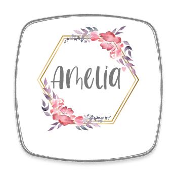 Amelia Mädchen Name Baby Geschenk - Viereckiger Kühlschrankmagnet - Weiß - Vorne