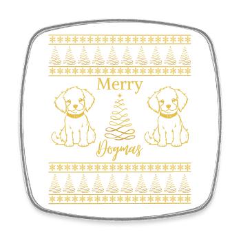 Merry Dogmas Dog Lover Christmas Mood - Square fridge magnet - white - Front