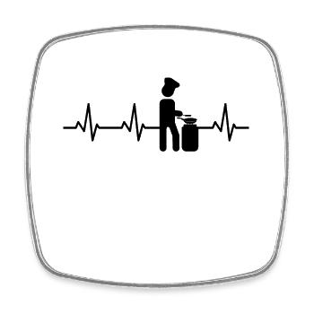 Cooking Stick Figure Heart Line - Square fridge magnet - white - Front