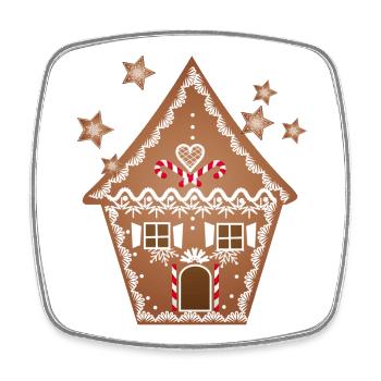 rustic gingerbread house with gingerbread stars - Square fridge magnet - white - Front