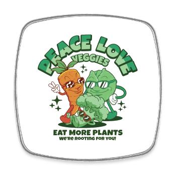 Peace love veggies - mangez plus de plantes - Magnet carré - blanc - Devant