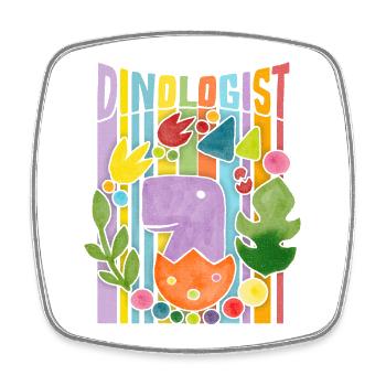Kawaii Dinosaur, Rainbow, Baby Dino in Egg - Square fridge magnet - white - Front