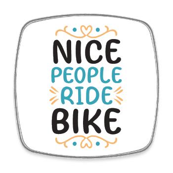 Les gens sympas font du vélo en disant citation - Magnet carré - blanc - Devant