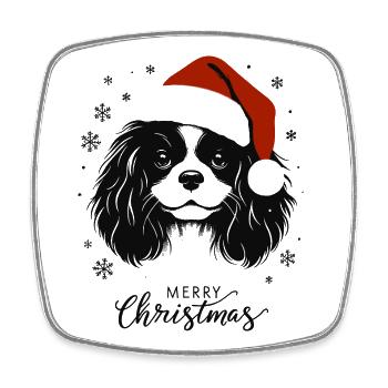 Cavalier King Charles Spaniel - Frohe Weihnachten - Viereckiger Kühlschrankmagnet - Weiß - Vorne