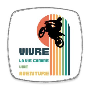 Vivre la Vie comme une Aventure - Moto Cross - Magnet carré - blanc - Devant